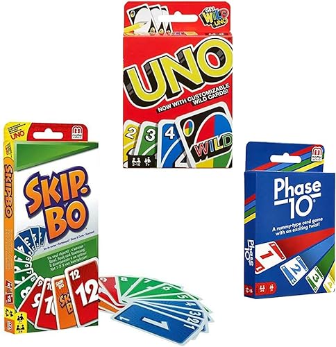 Mattel Juego de cartas (Saltar Bo, Uno y Fase 10)