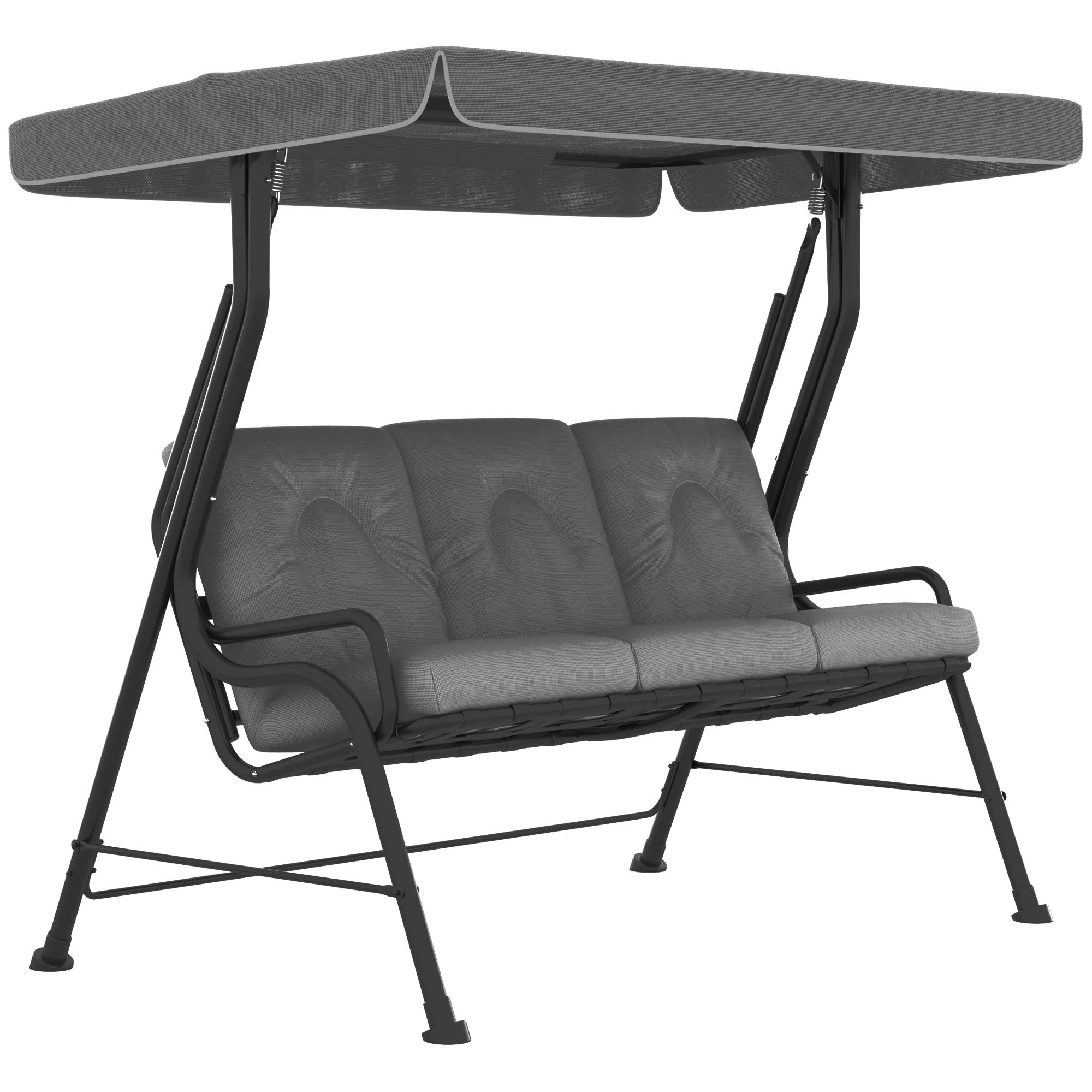 Outsunny 3 Seater Garden Swing Chair - Light Grey - Metal