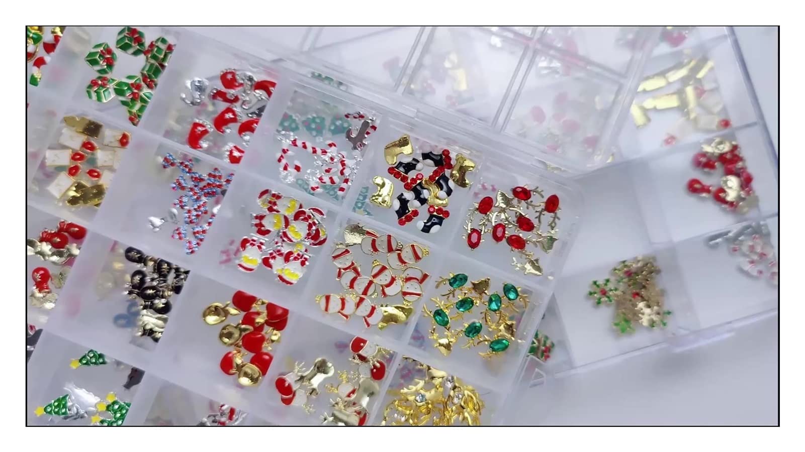 240pcs/pudełko świąteczne paznokcie stylizacja metalowa strzały 3D Pasek Rhinestone Paznokcie Naklejki na paznokcie majsterkowanie Dekoracje gwoździ(Material:240pcs)