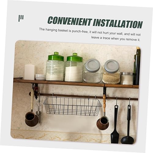 Miniatura 4 de Cesta colgante de hierro, cesta de alambre pequeña, cesta de hierro para cocina, cesta de pared, contenedores de almacenamiento de artículos