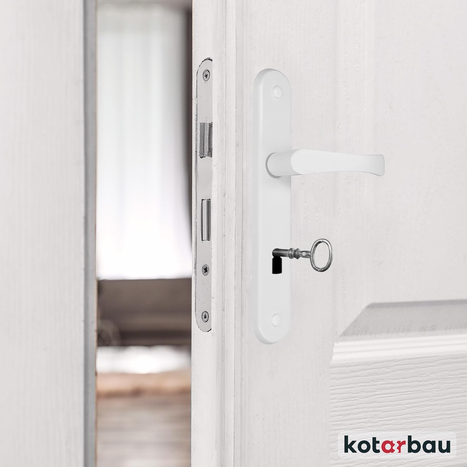 KOTARBAU Door Handle 72 mm Left Right Deadlock 5 Colour Door Fitting Door Handle Handle Set Room Door Long Plate Aluminium