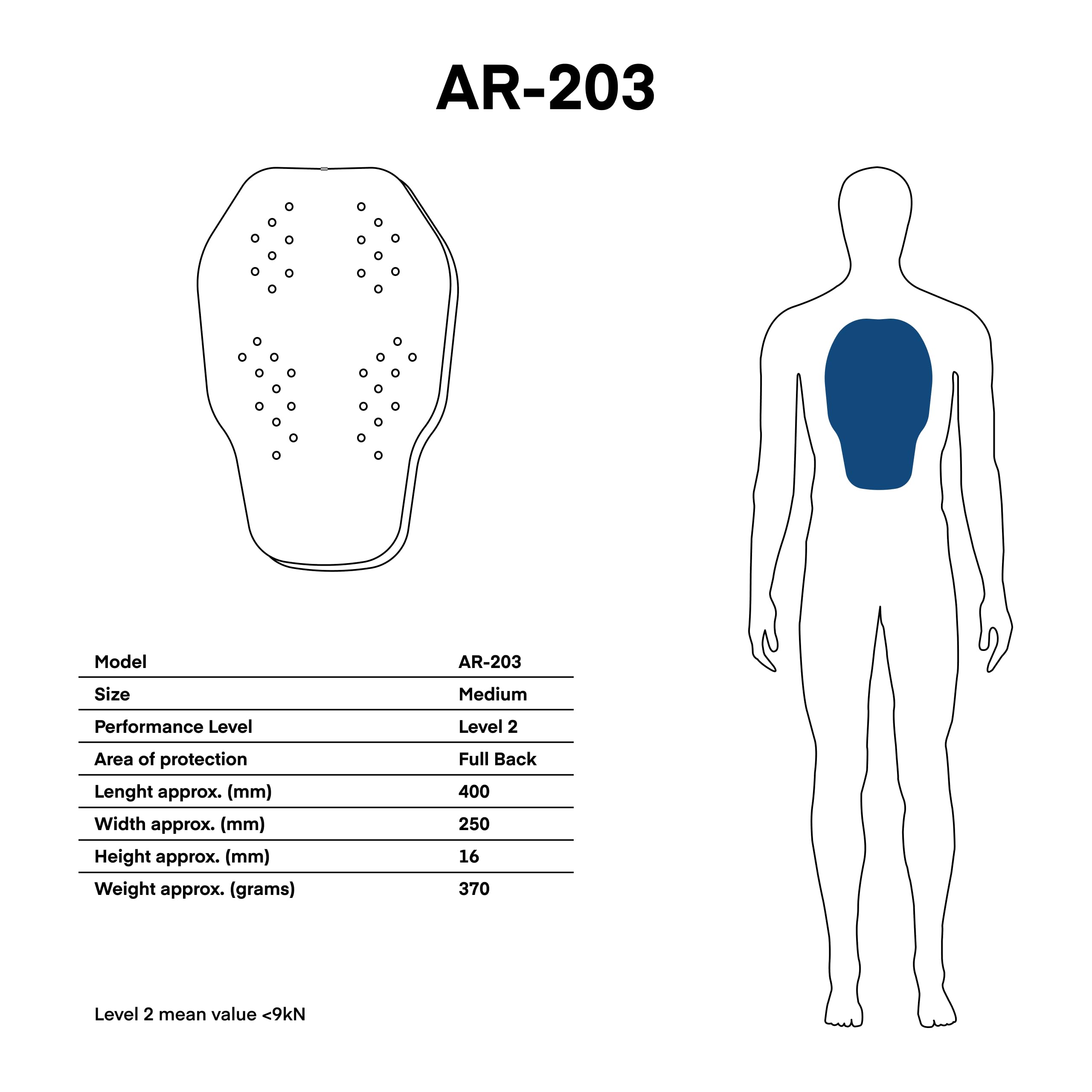 OZONE MOTO Armanox 203 Paraschiena per Giacche da Moto | Protezione di Livello 2 | È necessaria una Tasca per una Paraschiena nella Giacca da Moto