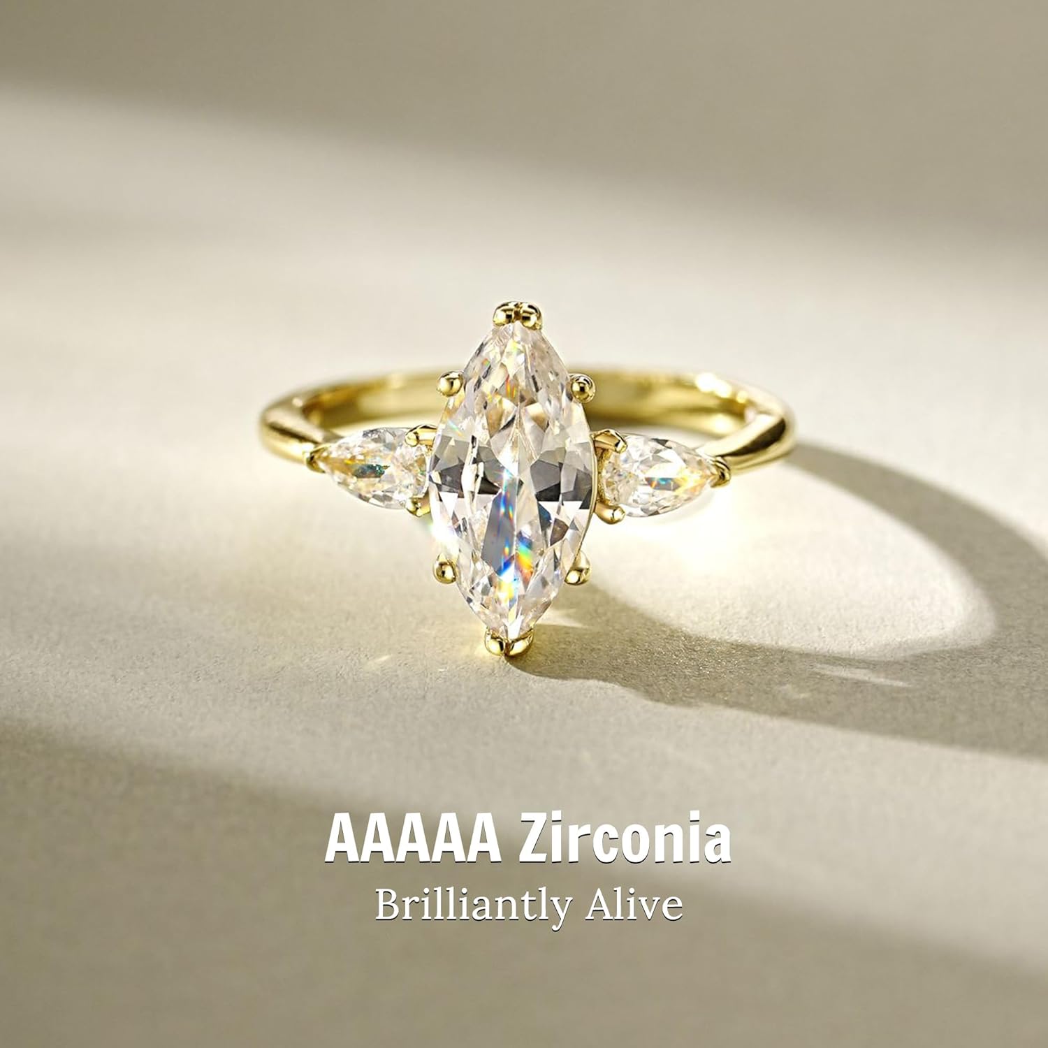 2CT Engagement Ring for Women Marquise Cut 925 Sterling Silver AAAAA Cubic Zirconia CZ Wedding Band Promise Ring For Women Solitaire Simulated Diamond Silver/Gold Size 5-10 - Image 4