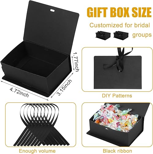 Miniatura 2 de Outus 24 cajas pequeñas negras para galletas de boda de 4.72 x 3.15 x 1.77 pulgadas, mini cajas negras para panadería, cajas de recuerdos de boda,