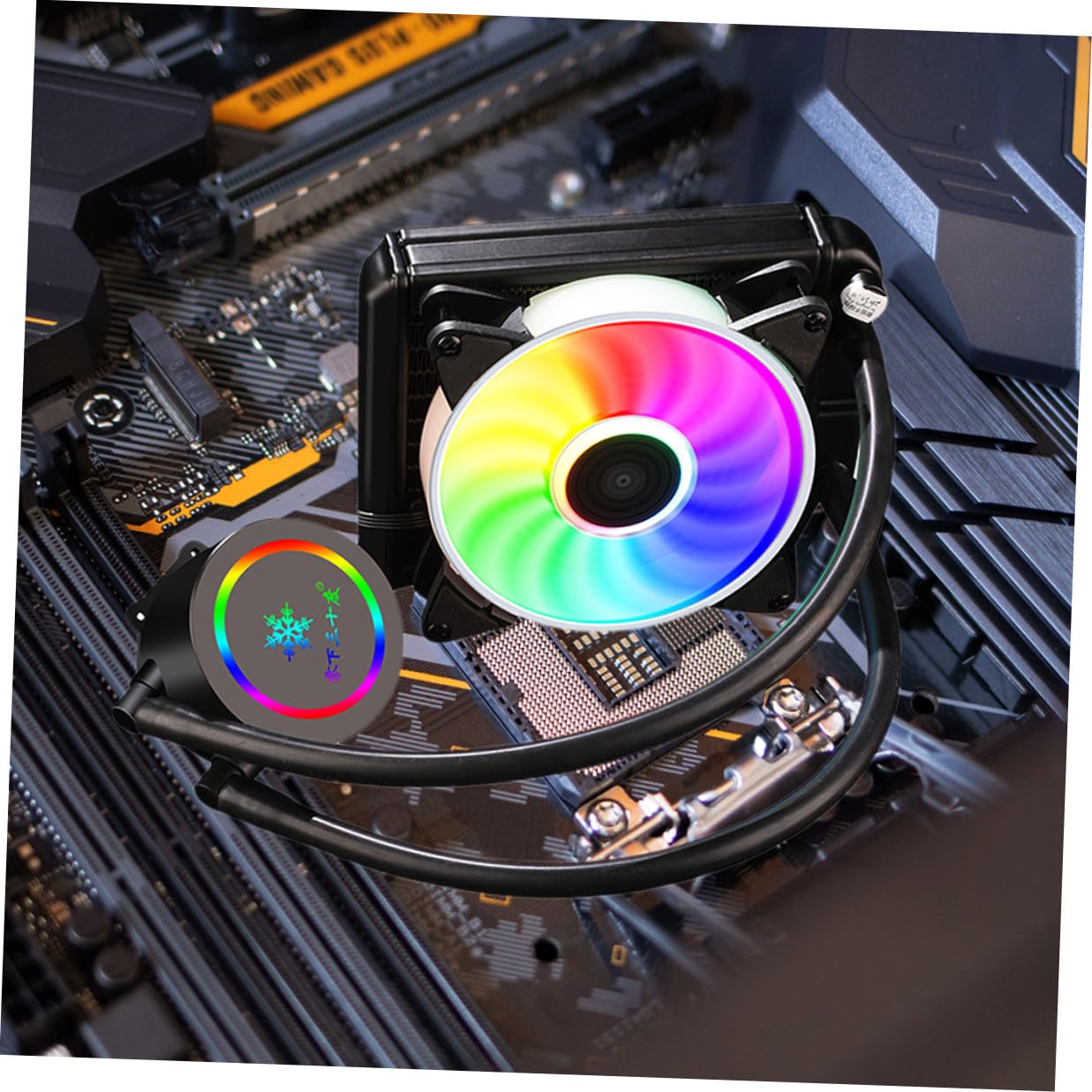 Water-Cooled CPU Radiator Liquid Cooler Silent Fan for Gaming Desktop Pcs, 120mm Argb Cooling System Compatible with Popular Socket Types, Efficient Heat Sink for Overclocking