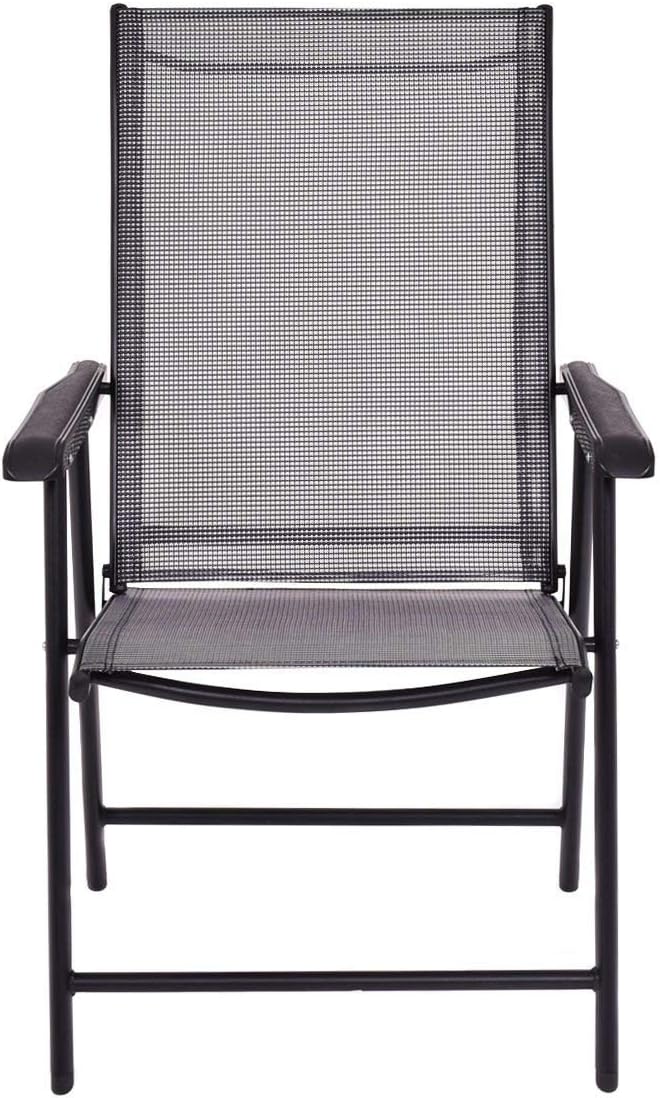 Casart 4-Pack Patio Folding Chairs Portable for Outdoor Camping, Beach, Deck Dining Chair w/Armrest Grey