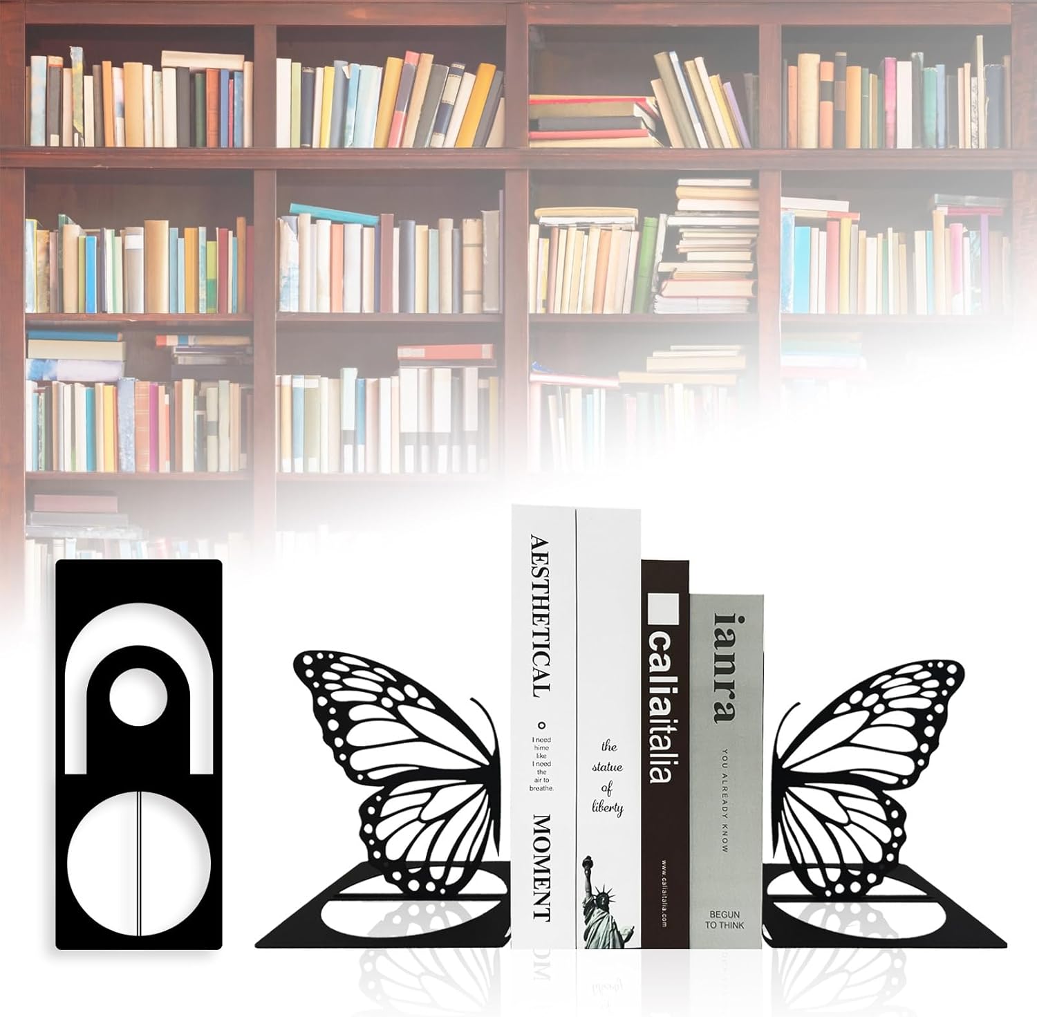 Butterfly Metal Bookends, Butterfly Book Ends, Animal Book Holders Decorative, Wing Bookends, Nature Book Stopper, Book Organizer for Desk, New Gift for Library Home