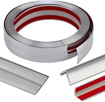 22 Feet Flexible Inside & Outside Corner Trim Molding, Peel and Stick Molding Trim for Walls, Corner Trim molding, Wall Corner Protector Silver, Width 0.8 in