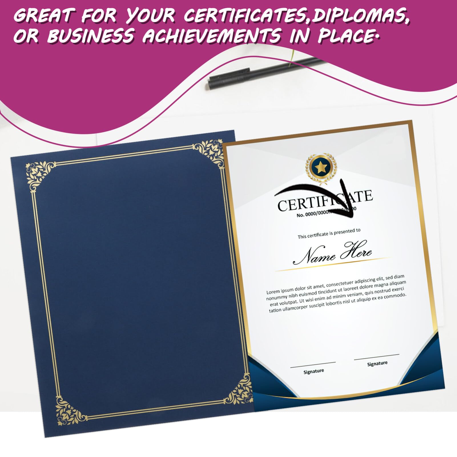 Titulaires De Certificats 10 Pièces Porte Diplôme Couvertures De Documents Avec Bord En Feuille D'or Certificats Carton Pour Certificat Carte Invitation Prix Foncé