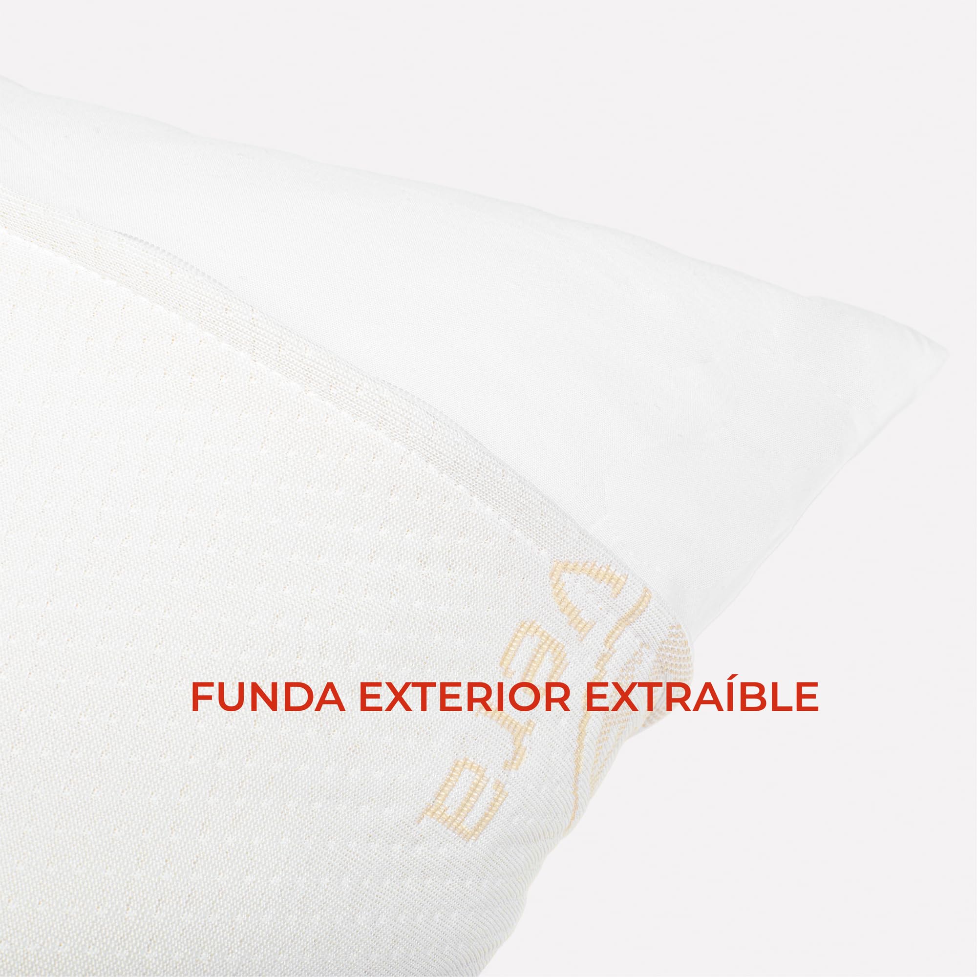 Almohada Fibra Aloe Vera 160 cm-Doble Funda con Cremallera-Firmeza Alta-Fabricado en España-Funda Extraible-Tejido Strech Aloe Vera-Dormir de Lado o Boca Arriba(1, 160 cm)