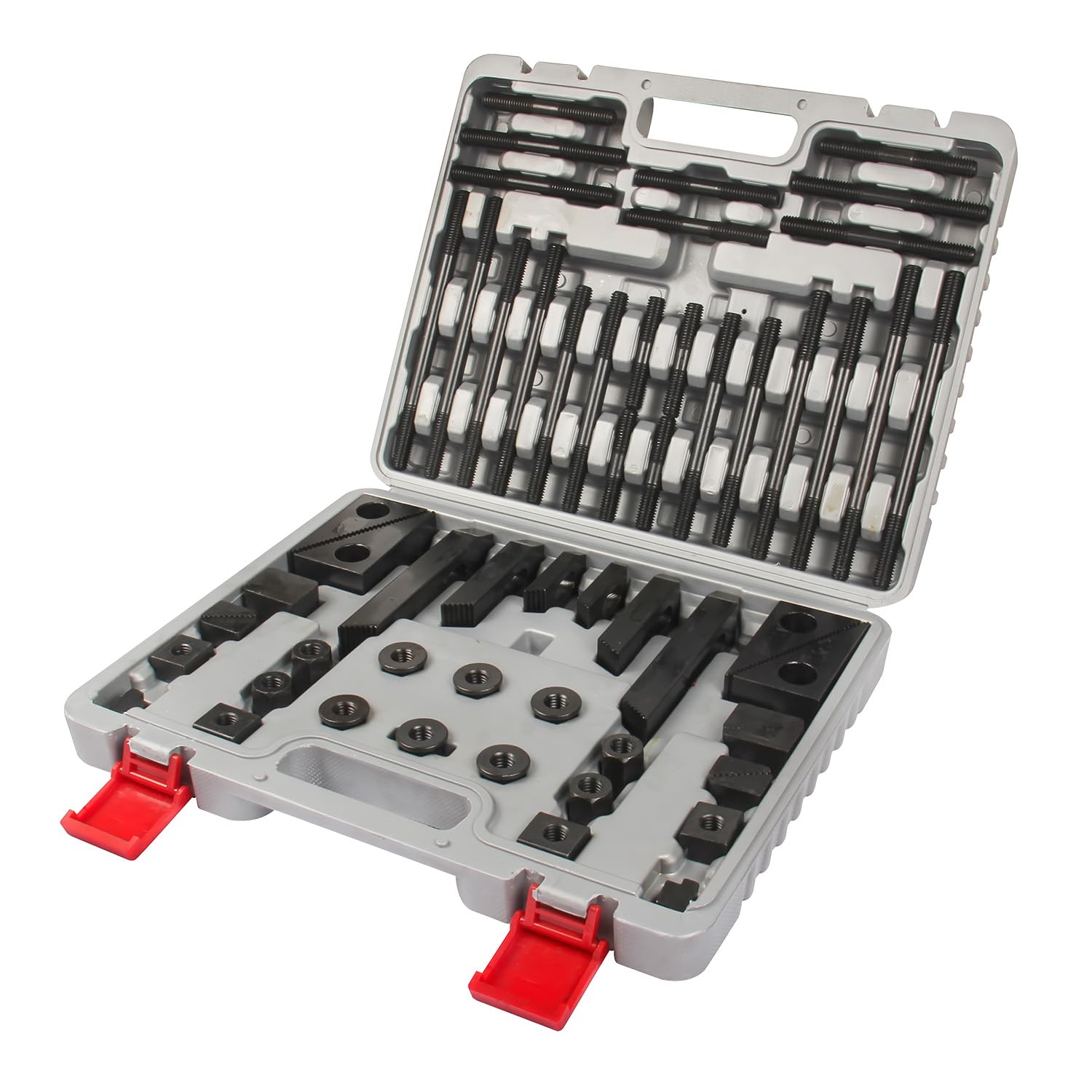 KAKA INDUSTRIAL 5/8 inch Table Slot 1/2 inch Stud Size 52pcs Clamping Kit Set with case holder
