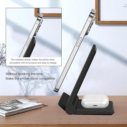 Miniatura 8 de Cargador inalámbrico 2 en 1, estación de carga inalámbrica rápida de 20 W plegable para iPhone 17 16 15 14 13 12 Pro MaxXS, Air Pods, para Samsung
