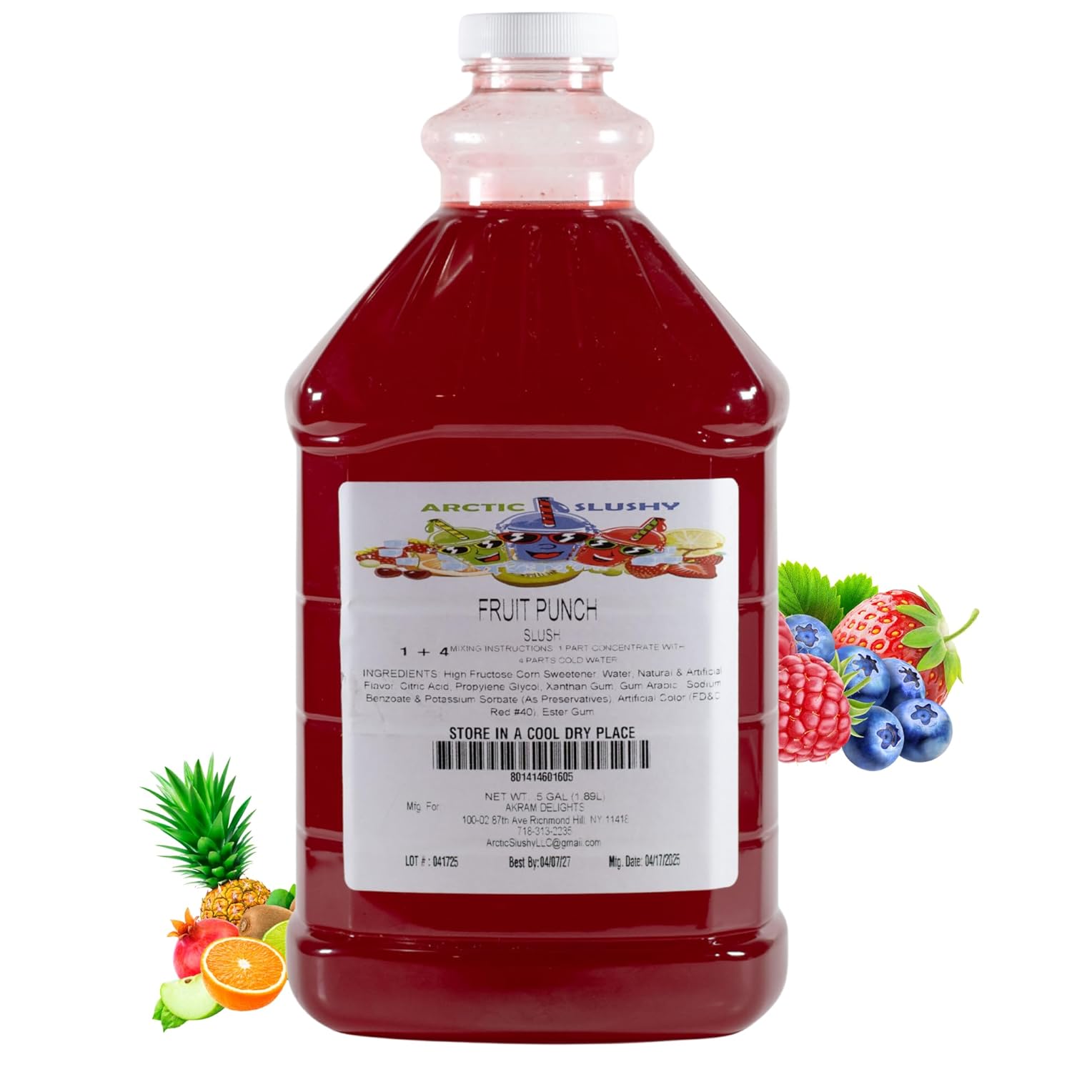 Arctic Slushy Frozen Slushie Syrup Mix - New York Flavored Syrups for Ice Drink Machines, Blenders - DIY, Commercial Blended & Icy Beverage Flavoring - Half-Gallon, Makes 40 Cups (Fruit Punch)