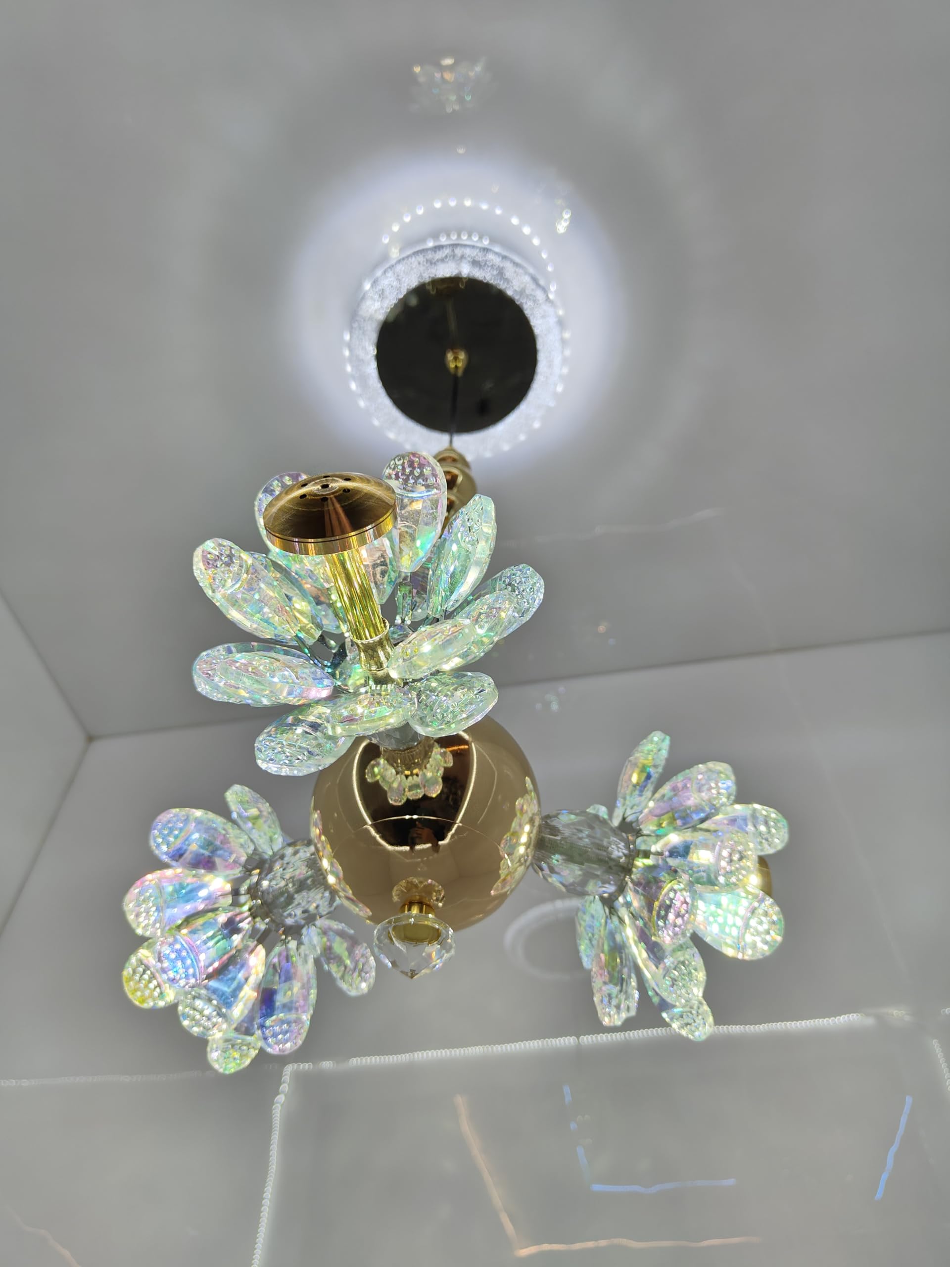 swanart Floral Crystal LED Ceiling Light - 3-Flower Design, Multi-Color LED, Ideal for Living Room, Bedroom, and Party Decor