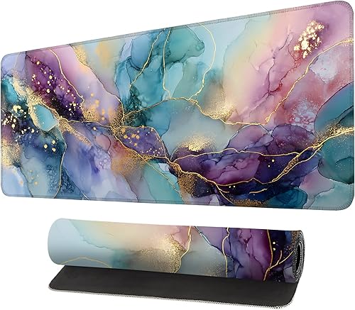 Miniatura 16 de Alfombrilla para mouse, grande antideslizante con bordes cosidos, tapete de escritorio para escritorio, laptop, computadora, teclado, protector de