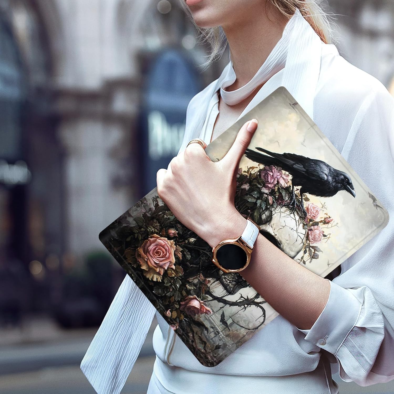 Case for 10.2" Kindle Scribe (2024/2022 Release) Slim Lightweight PU Leather Folio Adjustable Multi-Angle Smart Shell Cover with Auto Wake/Sleep for 10.2" Amazon Kindle Scribe E-Reader, Crow Skull