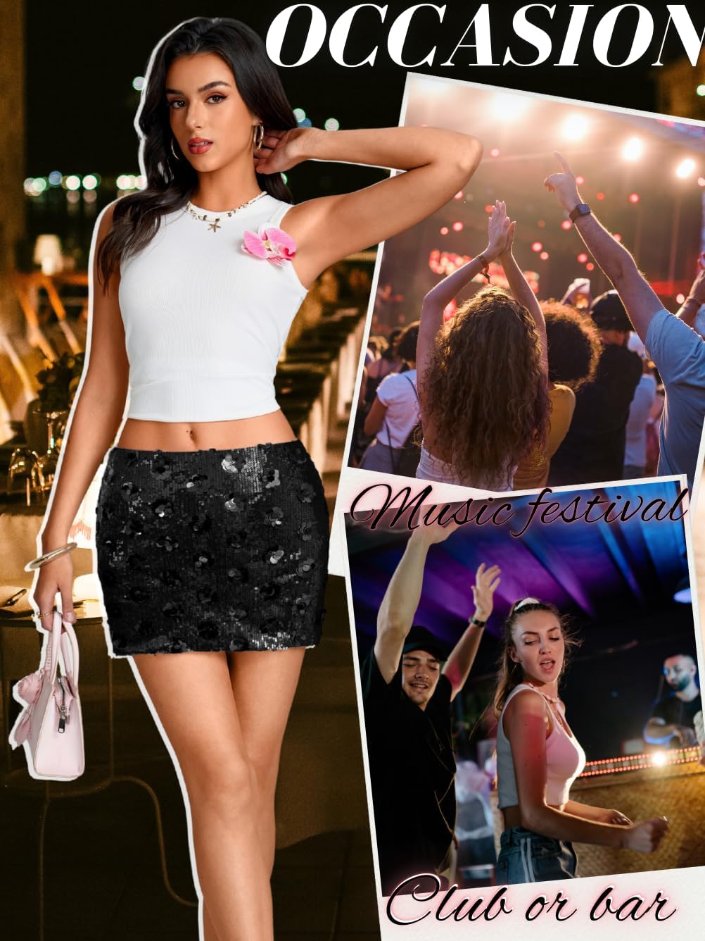 Sequin Mini Skirt,Low Rise Glitter Skirts for Women,Sparkly Disco Party Concert New Years Eve Outfits