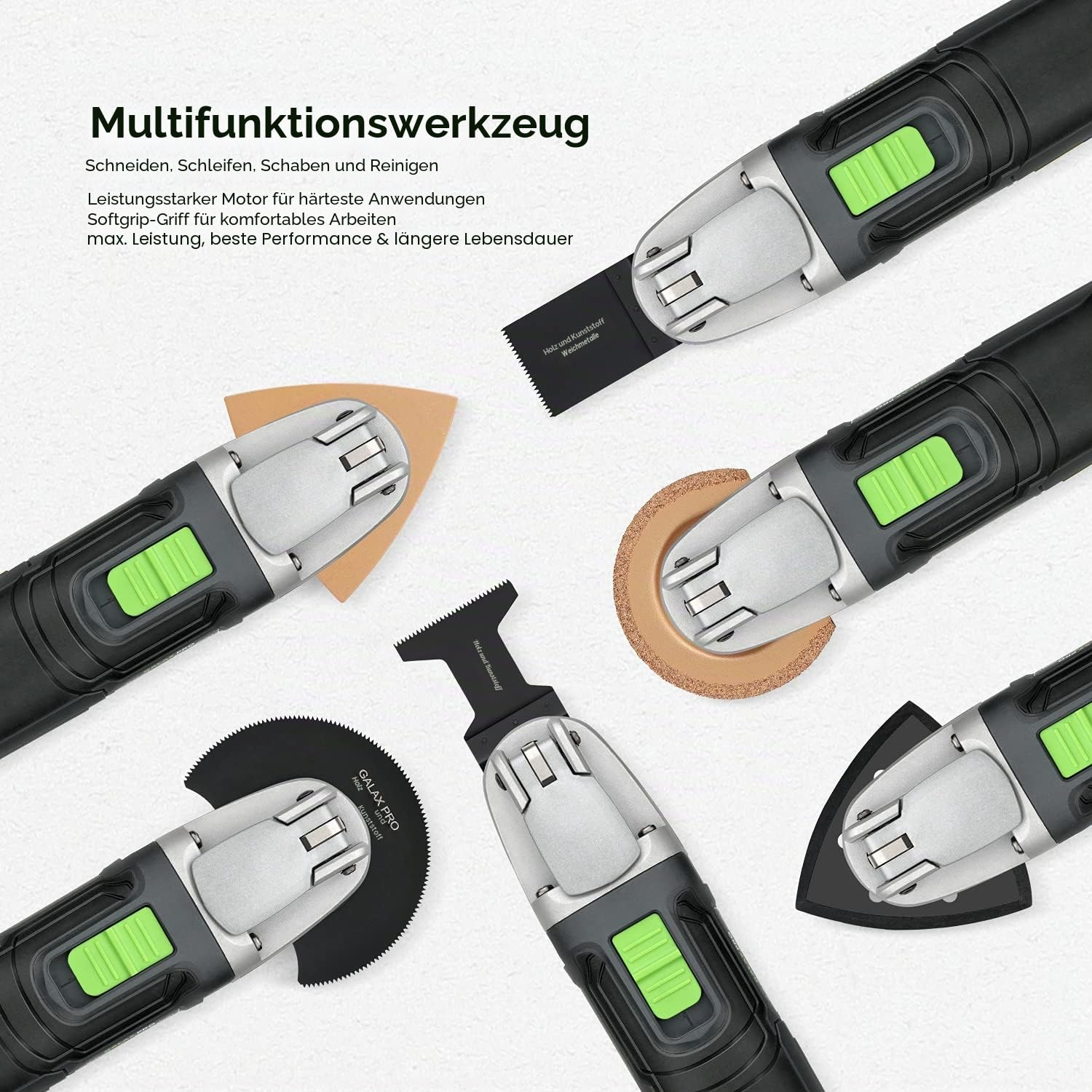 GALAX PRO Oszillierende Werkzeuge, 6 variable Geschwindigkeiten, 15000-22000RPM Multifunktionswerkzeug, 260W, 40-teilig, Zubehör mit Schnellspanner Multifunktionsklingen mit Tragetasche