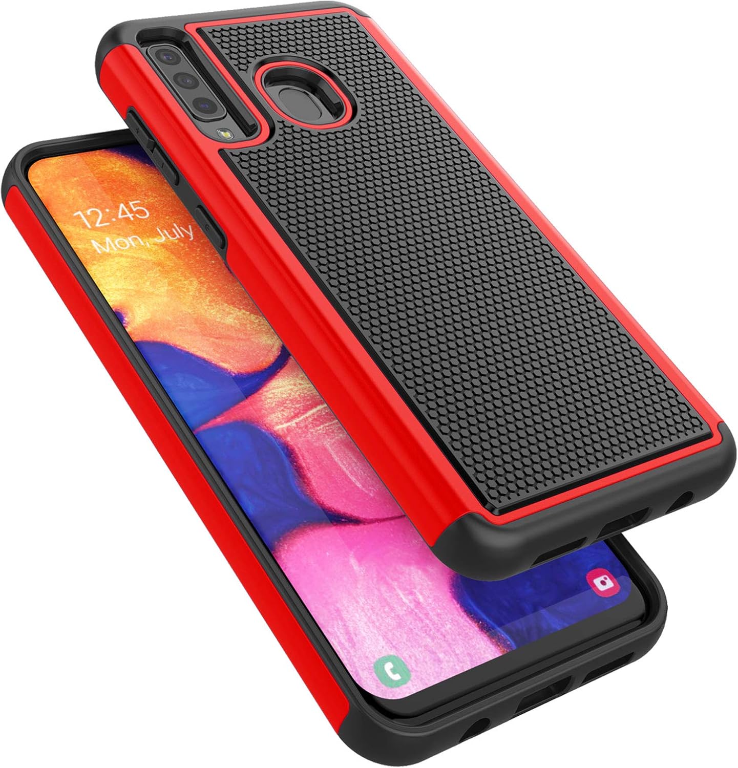 Tekcoo Galaxy A20 Case, Galaxy A30 Cute Case, [Tmajor] Shock Absorbing [Red] Rubber Silicone & Plastic Scratch Resistant Bumper Grip Sturdy Hard Phone Cases Cover for Samsung Galaxy A20/A30