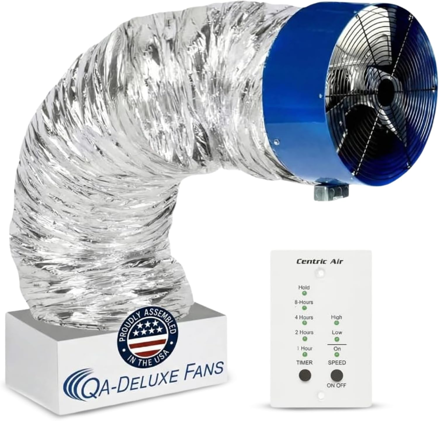 - Centric Air QA-Deluxe 6500 Whole House Fan | Energy Efficient | Low Voltage Plug and Play, 2-Speed Wall Switch with Timer | R-5 Insulated Damper | Quiet Operation | Made in USA | Attic Ceiling Mount