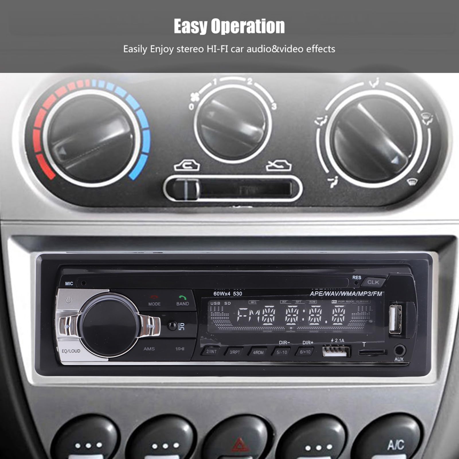 ciciglow Autoradio, SWM-530 Autoradio Bluetooth Mains Libres sans Perte Musique Lecteur MP3 Broche Unique Double USB Monté sur Voiture Bluetooth 4.0 Lecteur Radio FM Entrée Audio AUX