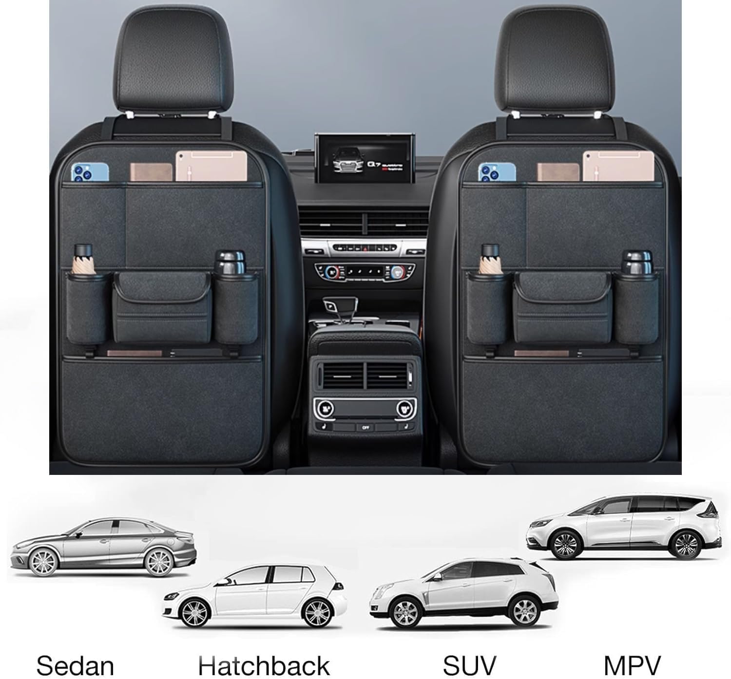 Organizador Asiento Coche para Benz GLB 200d 2019-2024, Multifunción Organizador Asiento Trasero Coche Lorganizador Asiento Coche Niños Protector de Asiento Trasero,Cyan-One