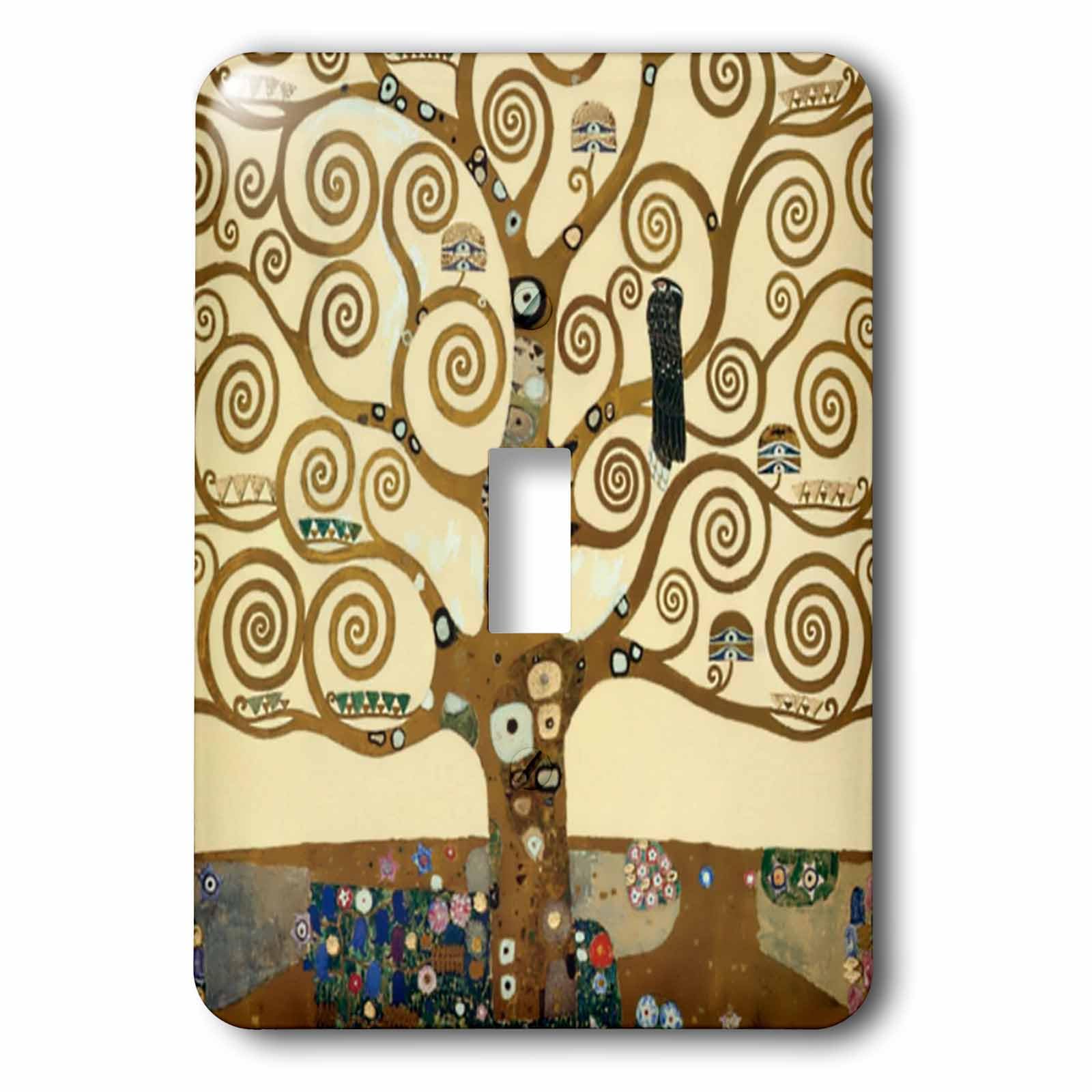 Interrupteur L'Arbre de Vie Klimt 1909 déco rétro marron à bascule simple