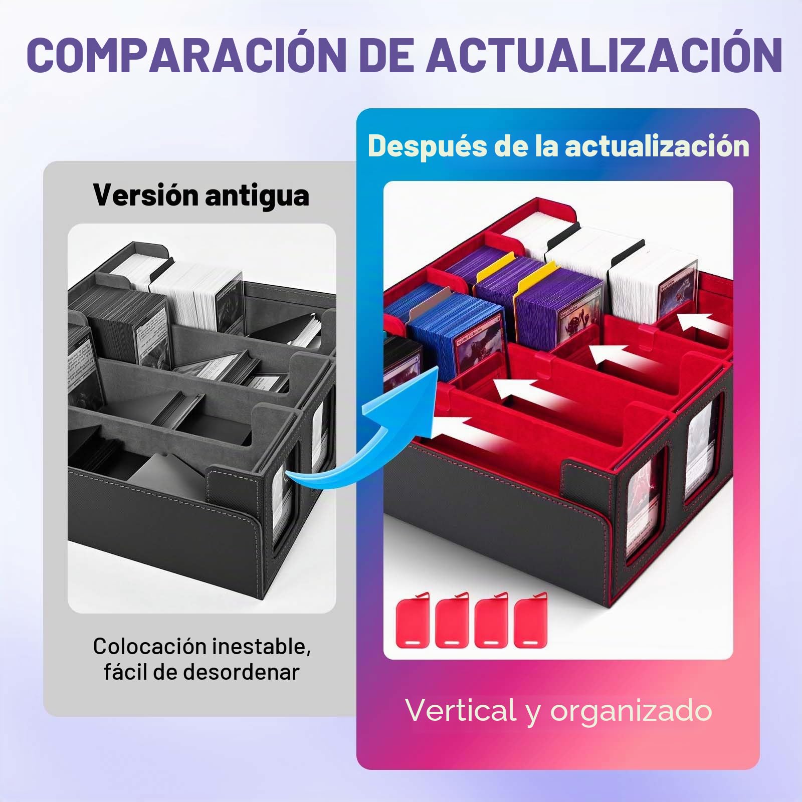 Caja de almacenamiento de cartas coleccionables UAONO para exhibición Commander, caja de cubierta MTG de 2400+ con 4 cargador superior, estuche para cartas TCG que se adapta a cartas Magic PTCG