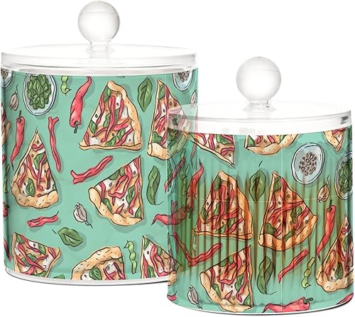 Miniatura 2 de Tarros de pizza con tapas, tarros de baño, tarros decorativos, recipientes de lavandería, contenedor de almohadilla de algodón para dormitorio,
