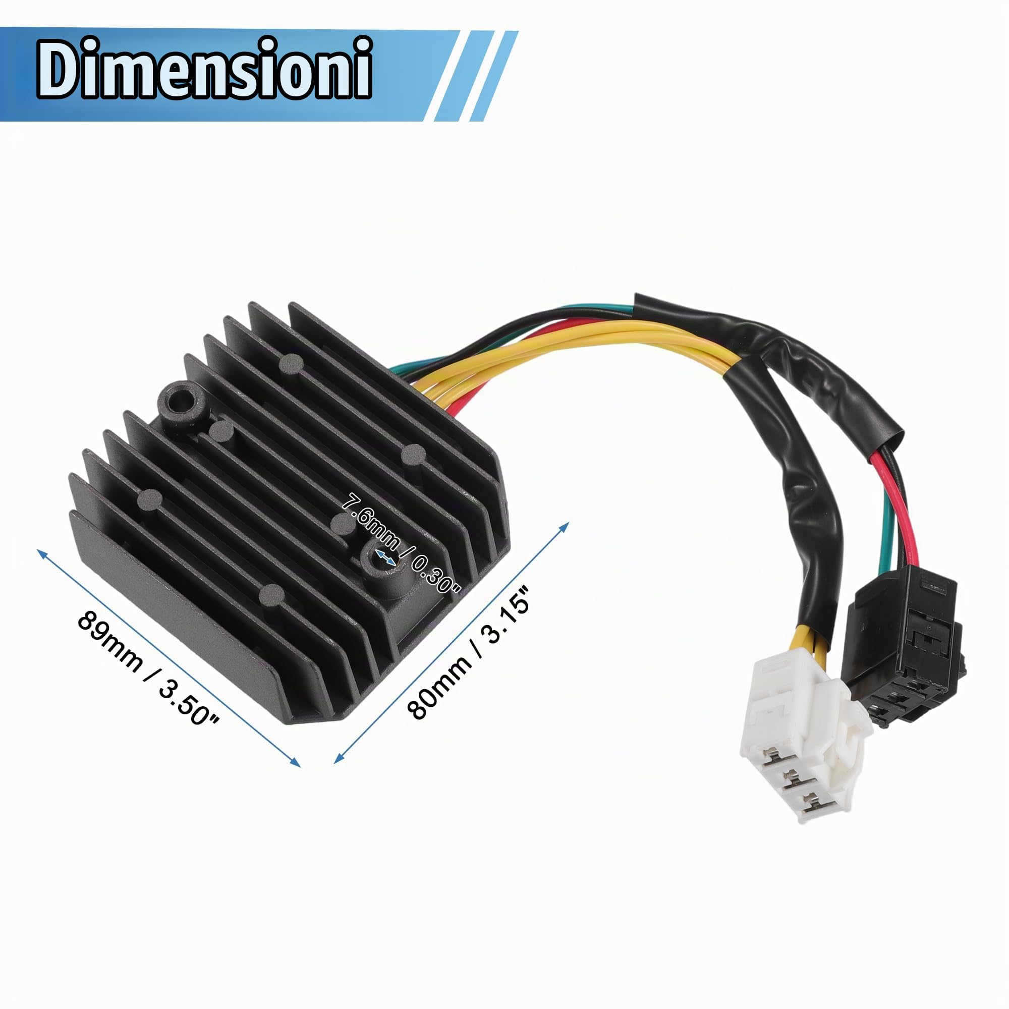 A ABSOPRO Regolatore Di Tensione Rettificatore Per Honda SH125i 05-13 | Metallo, Plastica, Nero, Grigio, 89x80x27.5mm, OE 31600KTF641, Foro 7.6mm, Per Honda SH150i 05-09, SH150iA/A.C 10-12