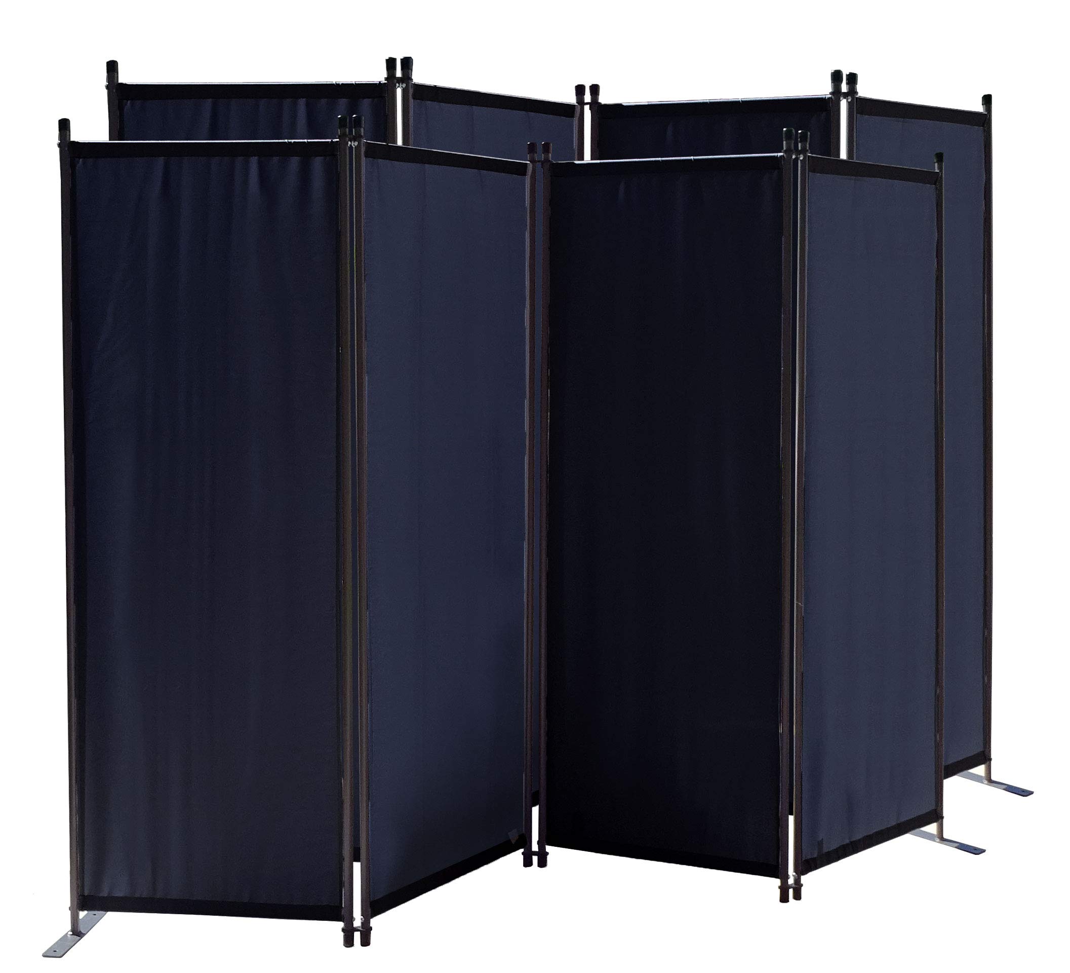 QUICK STAR 2 pièces Paravent 220 x 165 cm Séparateur de Tissu Jardin en 4 Parties Pliable Balcon Écran de confidentialité partition Noir