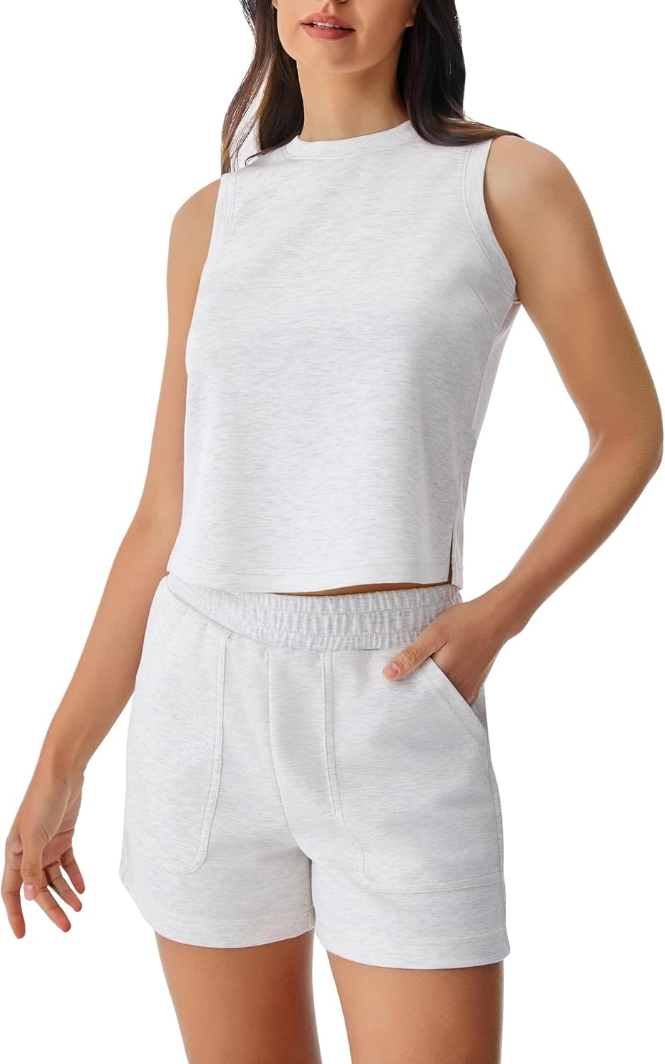 AFITNE Women’s 2 Piece Sets Summer Lounge Matching Outfits Sleeveless Tank Crop Tops and Shorts Tracksuit Sweatsuits