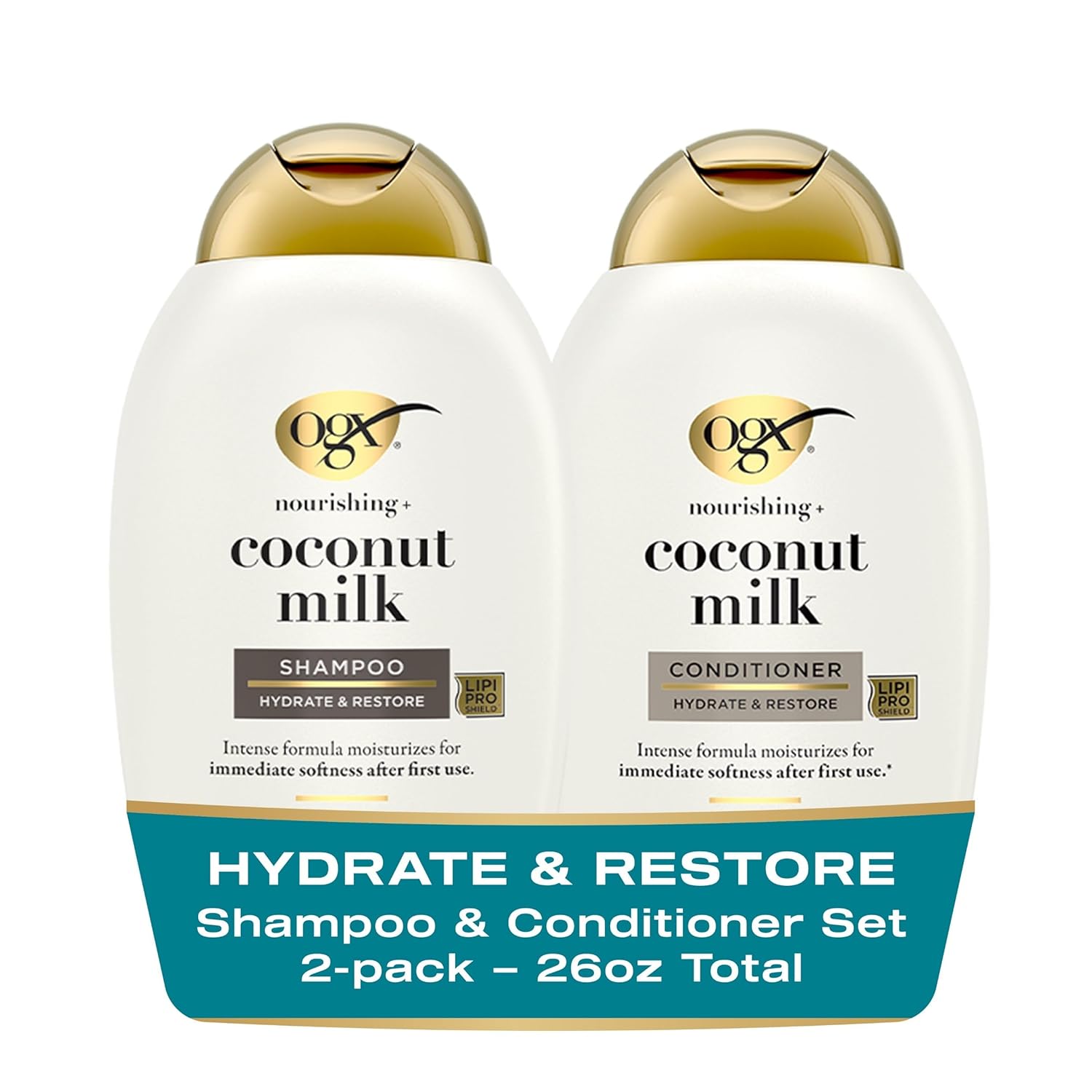 OGX Nourishing + Coconut Milk Shampoo & Conditioner Set, Hydrating & Restoring, Moisturizes for Soft Hair After the First Use, Sulfate-Free Surfactants, 2 Items, 2 x 13 fl. Oz OGX Nourishing + Coconut Milk Shampoo & Conditioner Set, Hydrating & Restoring, Moisturizes for Soft Hair After the First Use, Sulfate-Free Surfactants, 2 Items, 2 x 13 fl. Oz