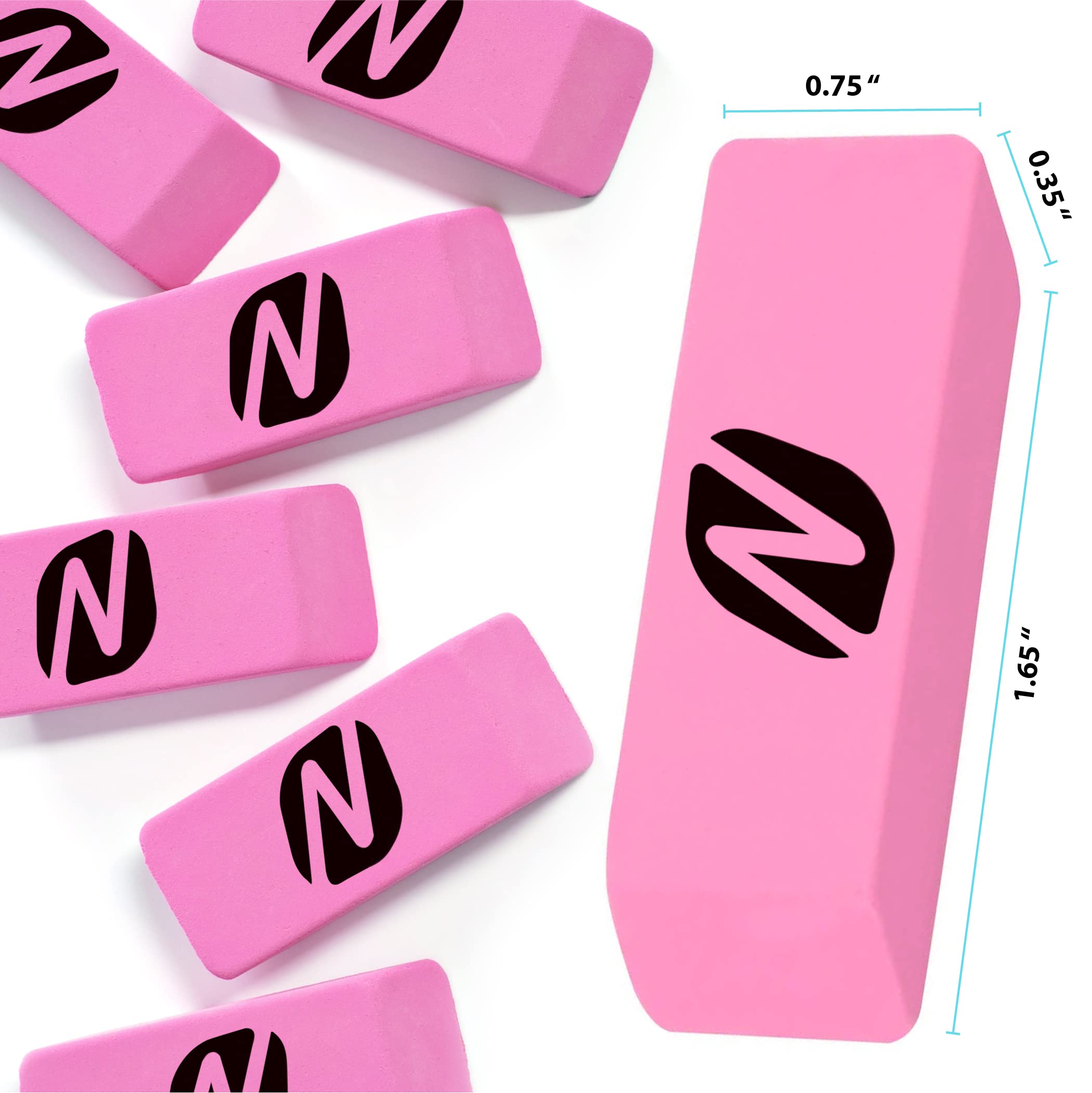 Confezione Da 12 Gomme Rosa Noverbee - Gomme Per Matite Senza Lattice, Per Scuola E Ufficio