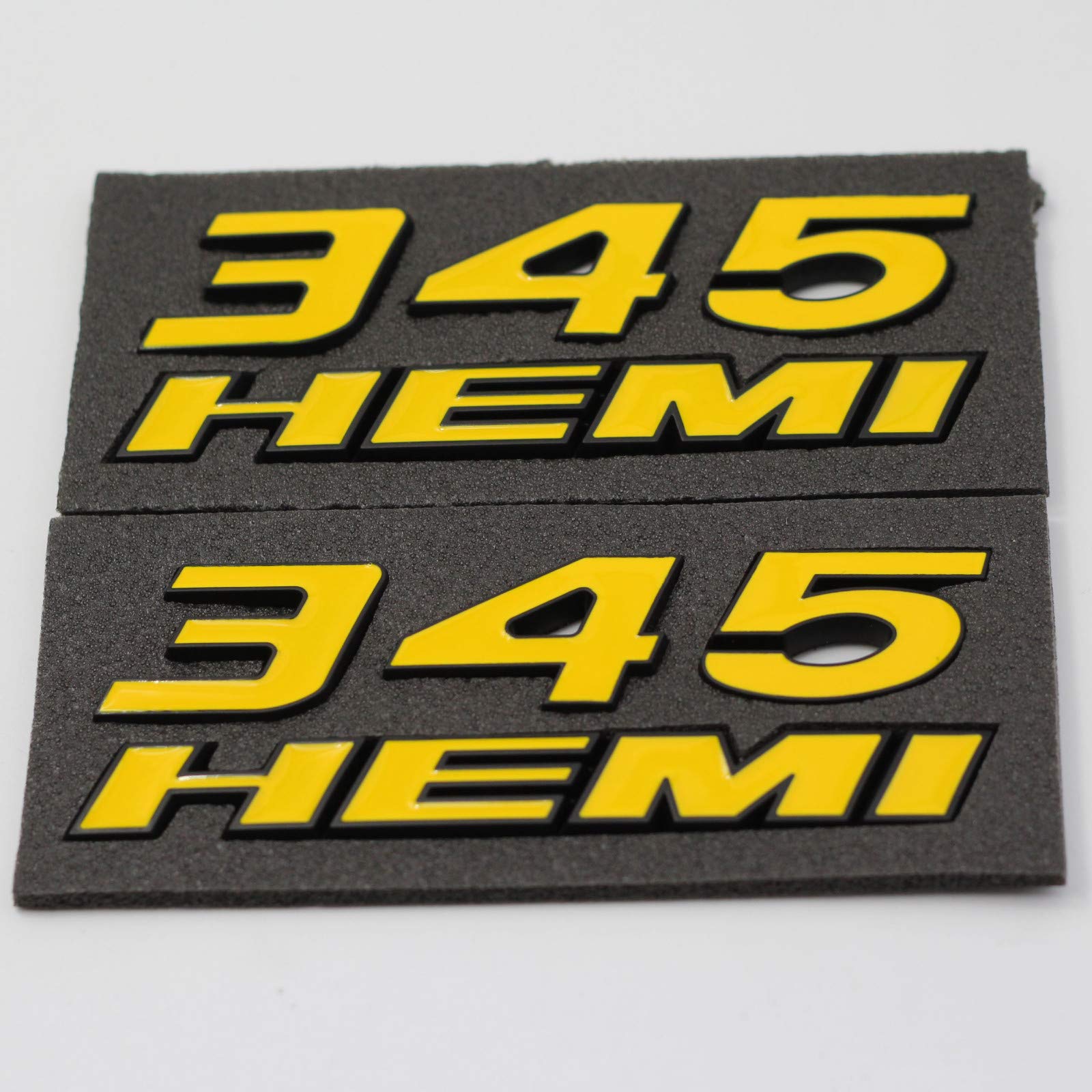 Btopars 2x Glossy Yellow 345 HEMI Emblem Fender Side Badge Sticker