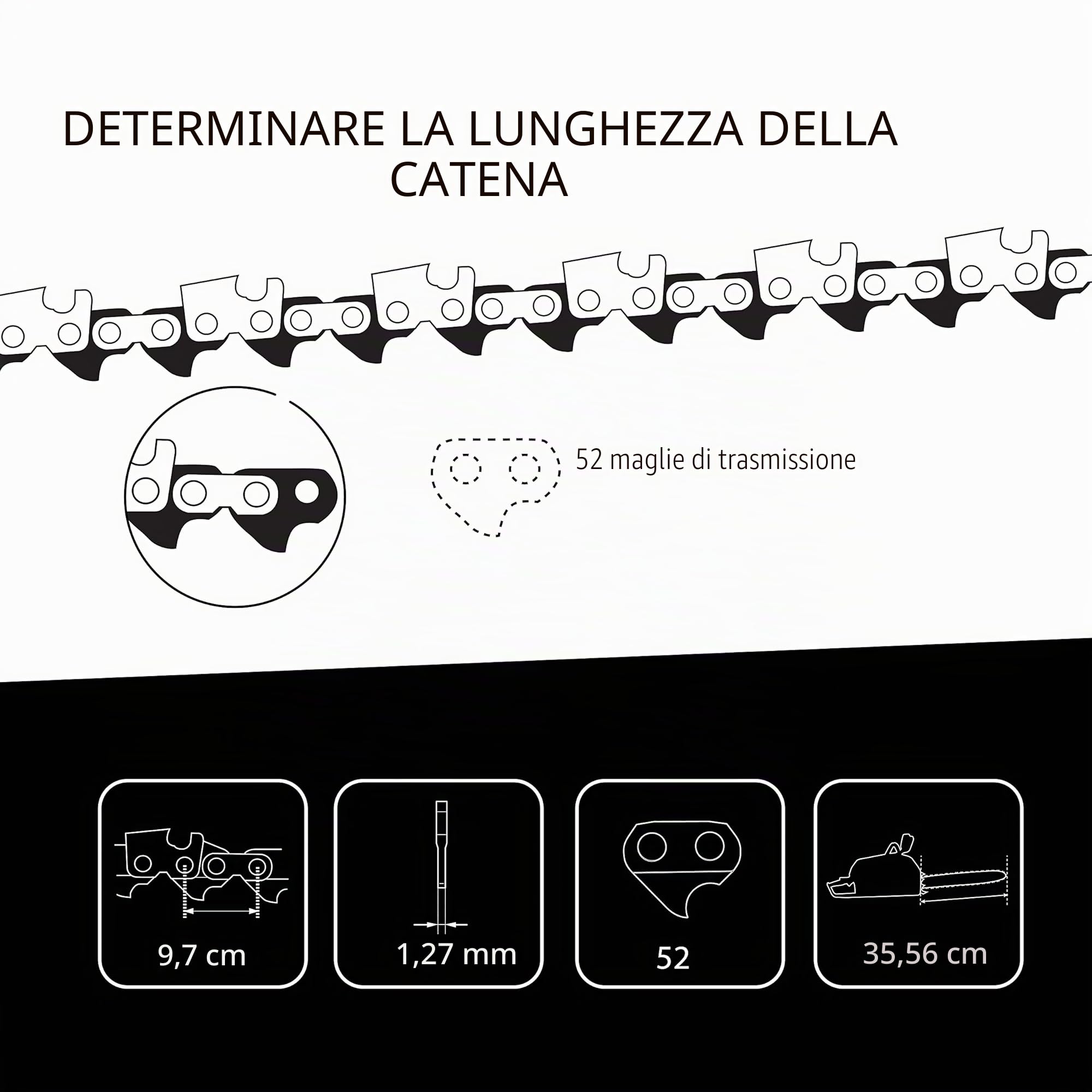 3 tallox Catene per motosega 3/8" 1,1 mm 52 maglie guida 35 cm compatibile con Oregon Makita Bosch