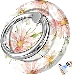 Magnetic Phone Ring Holder for MagSafe,360 Degree Rotation Magnet Cell Phone Grip Pink Daisy Design Stand Finger Ring Kickstand for Smartphone