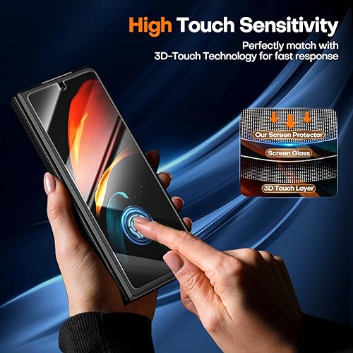 Miniatura 6 de TOCOL Protector de pantalla para Samsung Galaxy Z Fold 4, paquete de 3 protectores de pantalla de vidrio templado transparente frontal + 3
