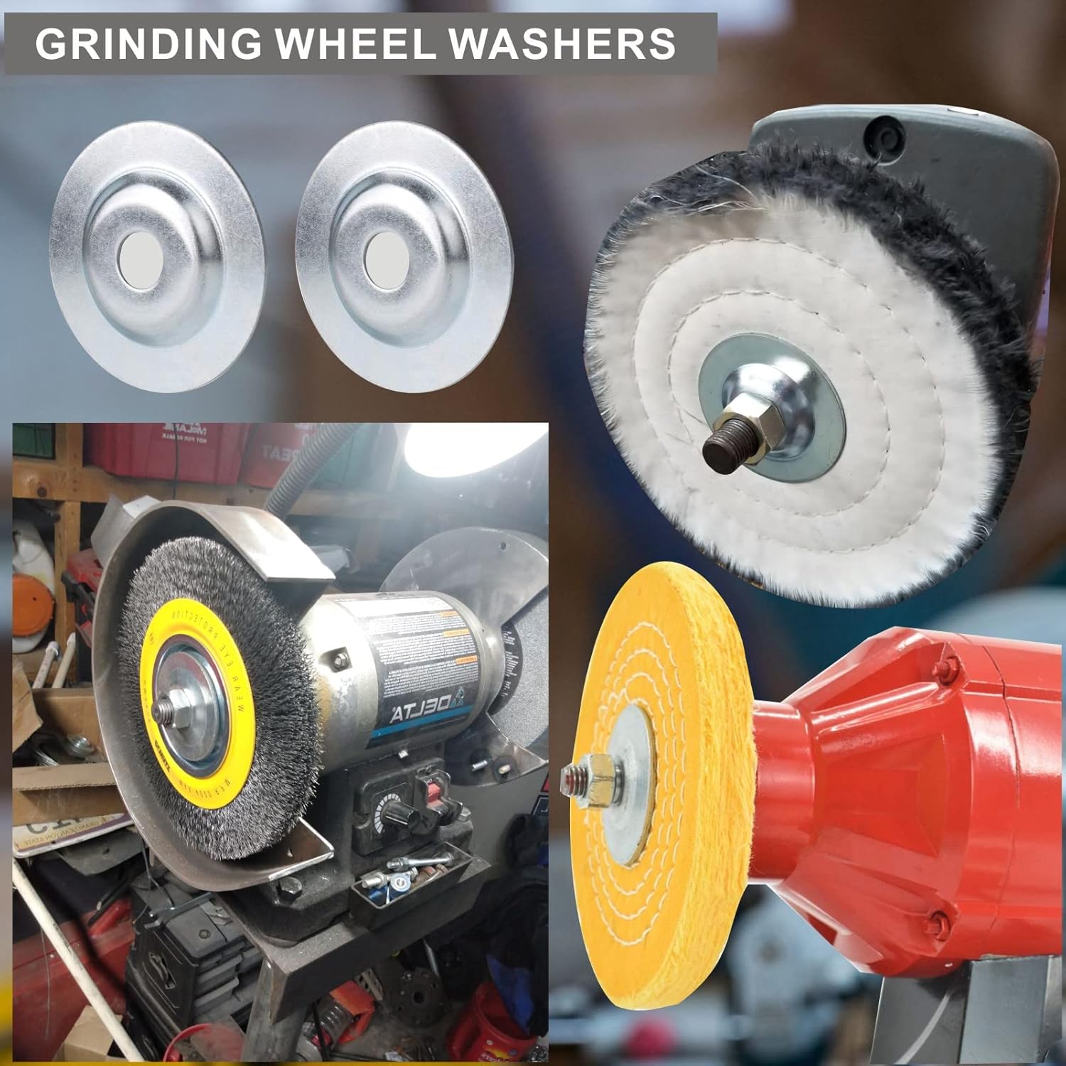 OD3-1/10'' x ID 5/8'' 2 Set Bench Grinder Arbor Washer/Flange for Grinding polishing Wire Wheel Buffing (OD3-1/10'' x ID 5/8'')
