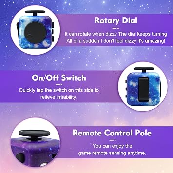 Fidget Toy Cube, Cube Fidget Anxiety Relief Toys for Adults and Kids | 6 Sided Cube Toy Fidget Hand-Held for Adults, Audible & Silent Fidget Toys Cubes for ADD/ADHD/OCD