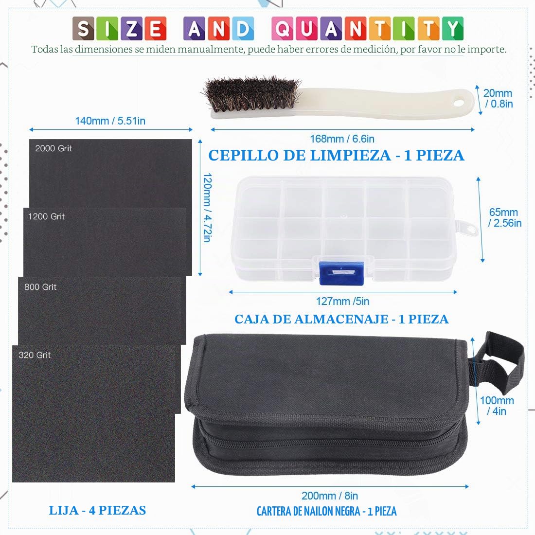 GLARKS Juego de 12 escofinas de madera surtidas que incluye cepillo y caja de almacenamiento con 4 papeles de lija para fijar joyeros, tallados de madera de diamante, manualidades