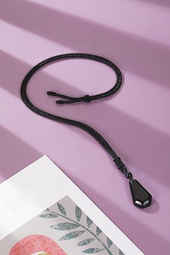 Miniatura 5 de Jovivi 2 collares de obsidiana negra de amatista para hombres y mujeres, piedras preciosas naturales curativas collares con colgante de cuerda
