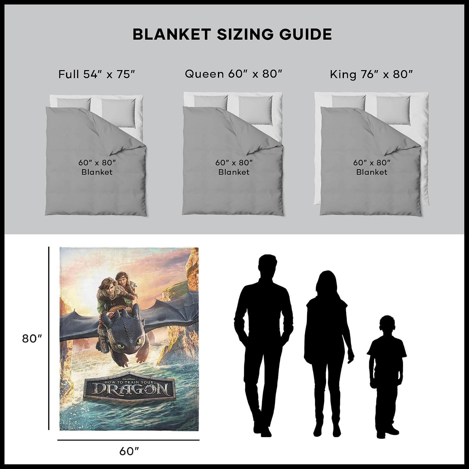Universal How to Train Your Dragon: Live Action Flight Above The Sea Silk Touch Throw Blanket, Ultra-Soft Cozy Throws, Home Décor for Living Room & Bedroom, 60x80 inches