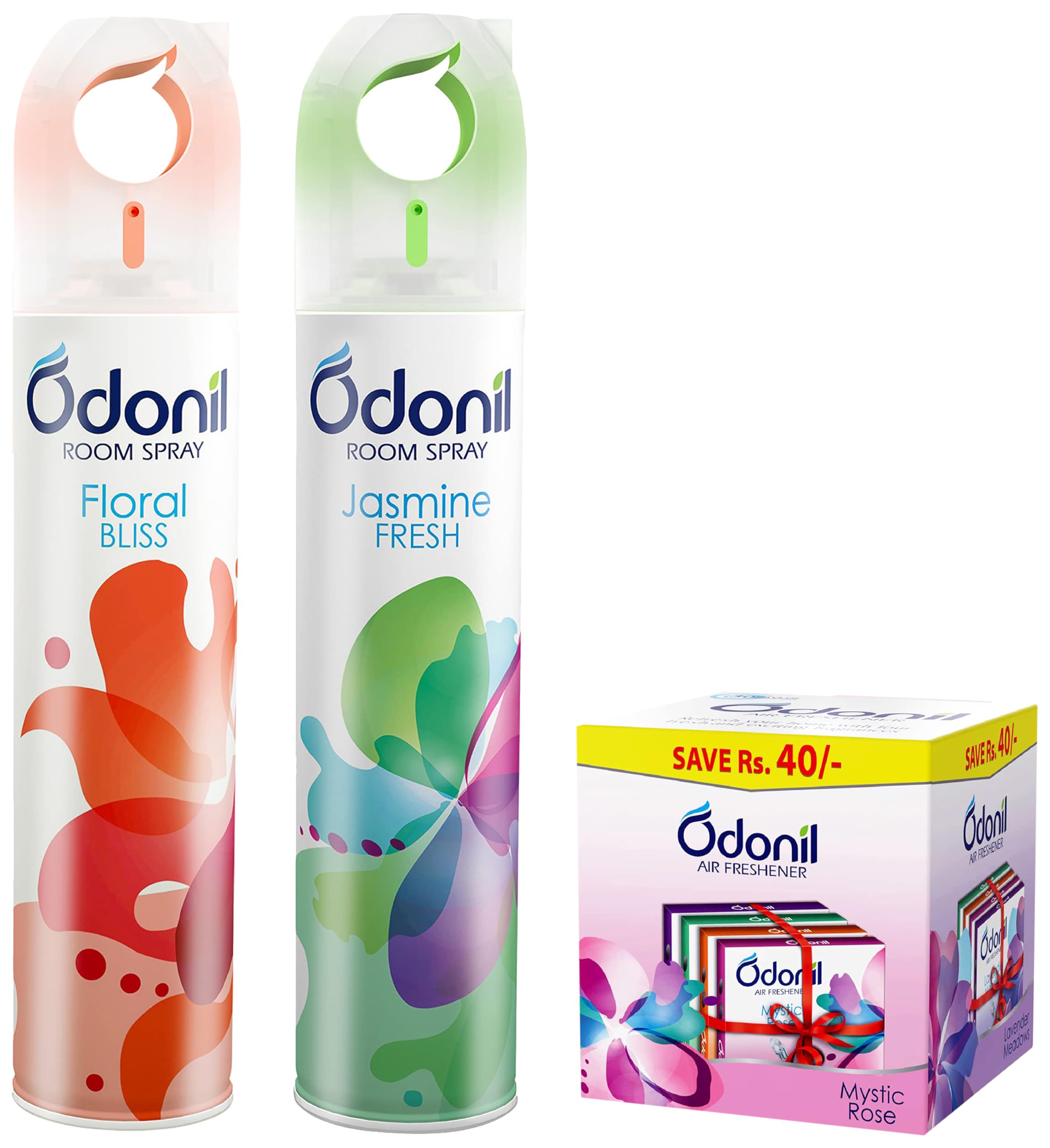Odonil Room Air Freshner Spray - 440ml Combo (Pack of 2, 220ml each), Floral Bliss & Jasmine Fresh & Odonil Bathroom Air Freshner Blocks Mixed Fragrances - 192g (48g*4) (B0CRVQTP1P) Amazon Price History, Amazon Price Tracker
