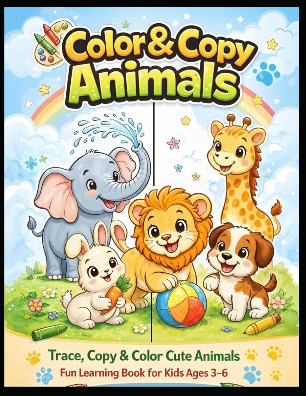Color & Copy Animals: Fun Coloring, Tracing & Activity Book for Kids Ages 3–6