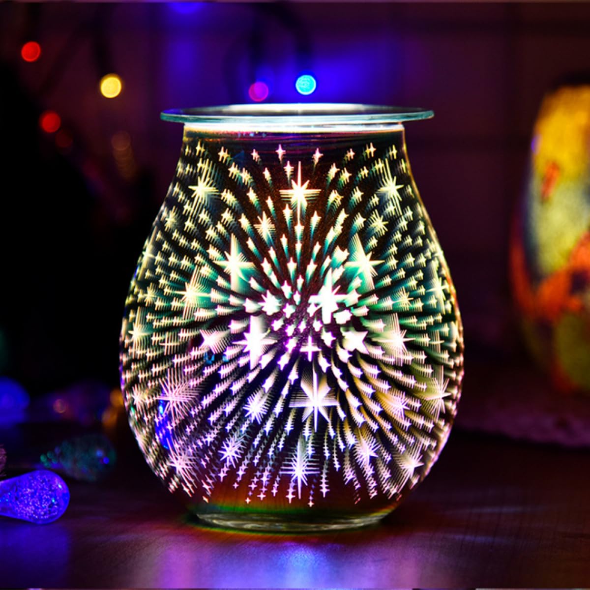 BESPORTBLE 3D-Glas Duftlampe 1 Stück, Dekorativer Aromatherapie Halter