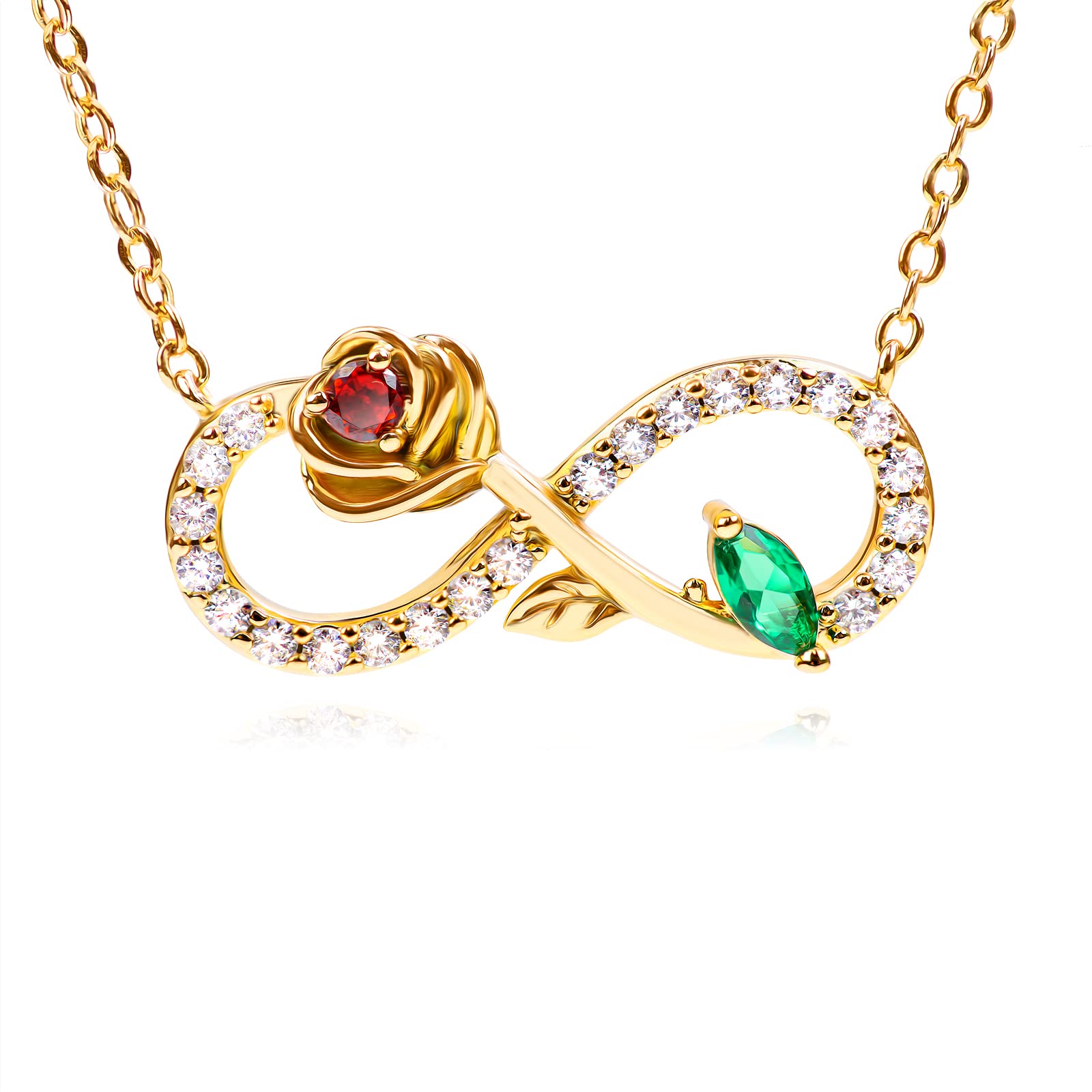 JOYENJOYEN Infinity Rose Flower Pendant Necklace for Women,Plated Rose Gold Necklaces with Cubic Zirconia for Wife/Girlfriend,Romantic Jewelry Gifts for Anniversary/Christmas/Birthday/Valentine's Day