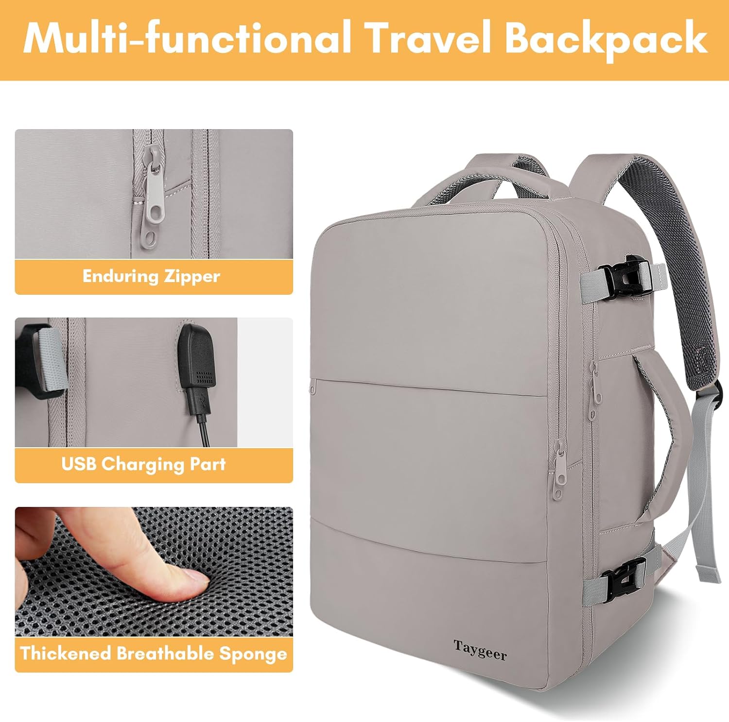 Taygeer Laptop Backpack Purse for Women, Backpack for College Essentials with 15.6inch Laptop Compartment, Travel Bag Airline Approved CarryOn Work Bag for Nursing Doctor Business Travel, Brown - Image 6