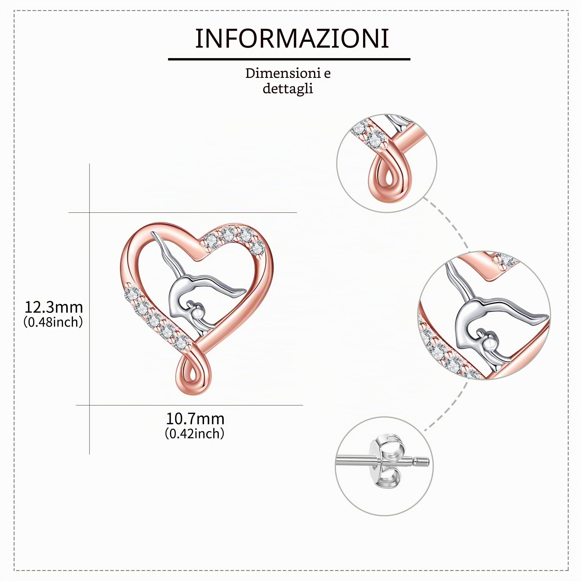 Orecchini da ginnastica Accessori per gioielli da ginnastica in argento sterling per donna