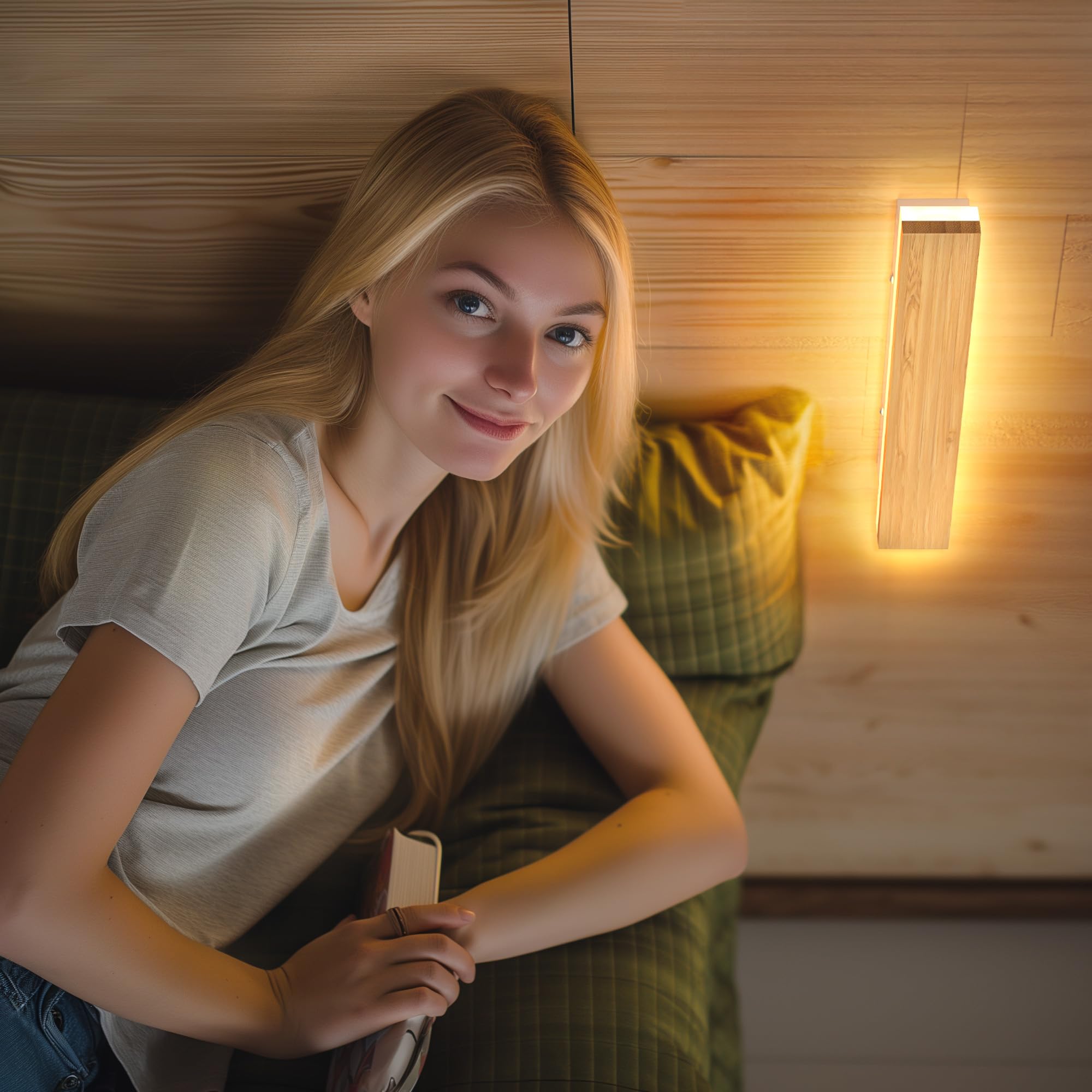 AOLED LED Wall Lamp Indoor Bamboo Wood Wall Light 3000k Hallway Lamp Bedroom Lamp - Image 2